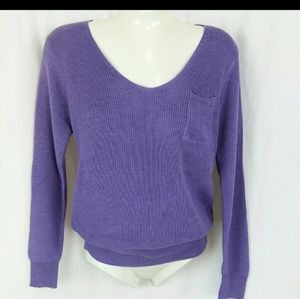 Zaraknit V Neck Pullover Sweater, Purple, New Boutique Item